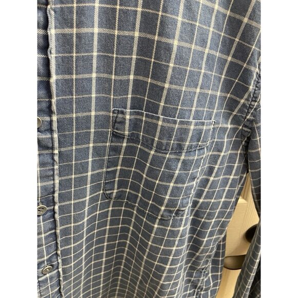 Faherty Men's Blue Plaid Long Sleeve Button Down Shirt Size Xl Light Flannel - Picture 8 of 9